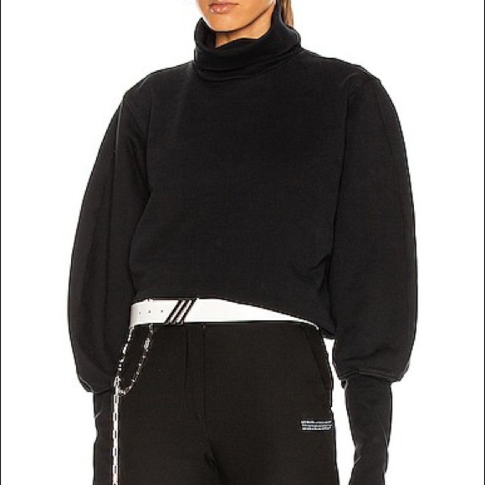 AGOLDE Extended Rib Balloon Sleeve Turtleneck Black Sweatshirt Womens XS